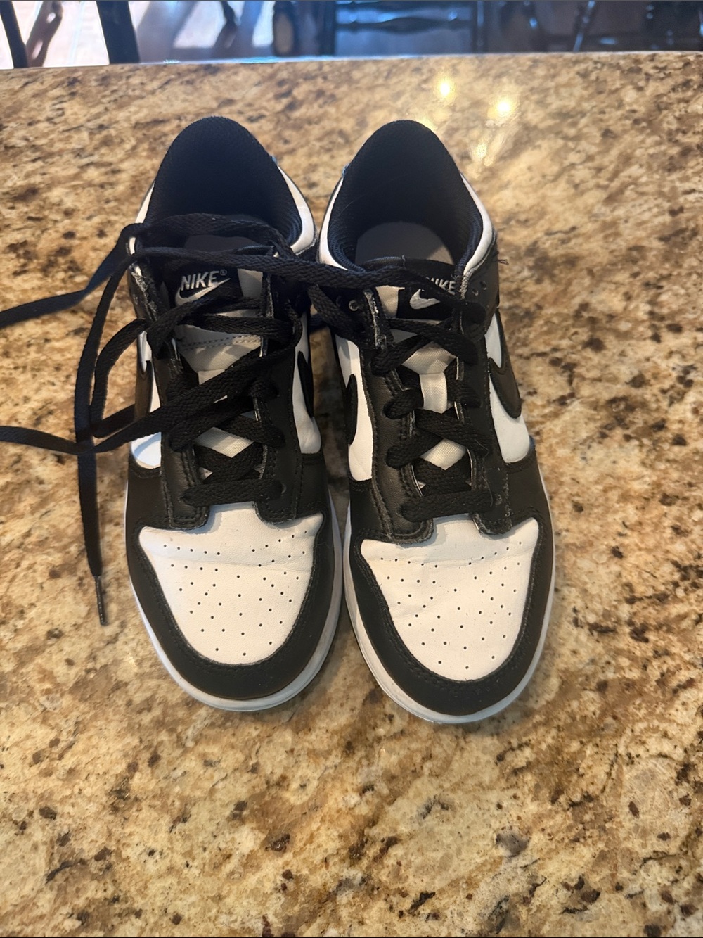 Nike Kids Black and White Low-Top Sneakers with Swoosh